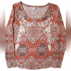 Sundance Blouse Womans Large Orange Geometric Embroidered Bohemian Hippie